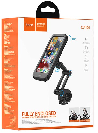 Держатель для мото/вело Hoco CA101 4.5"-7.0" с защитным экраном черный