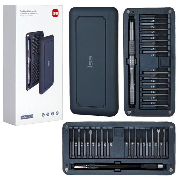 Отвертка с набором Isa Precision Multi-tool Set 30в1 T-30 черный