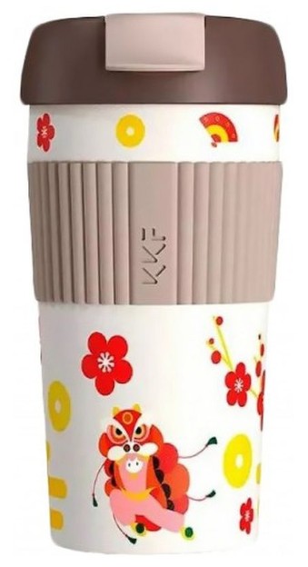 Термокружка Kiss Kiss Fish Rainbow 490ml бело-коричневый с узорами