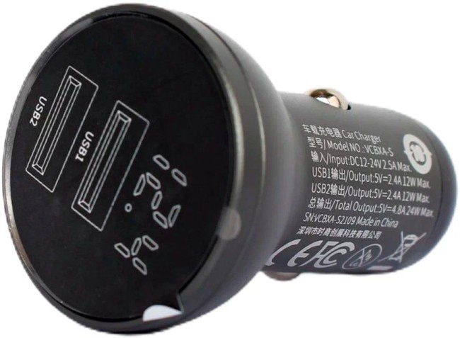 Автомобильное заряд. устр. Baseus Digital Display 2USB 2.4A 24W (CCBX-0G) черное