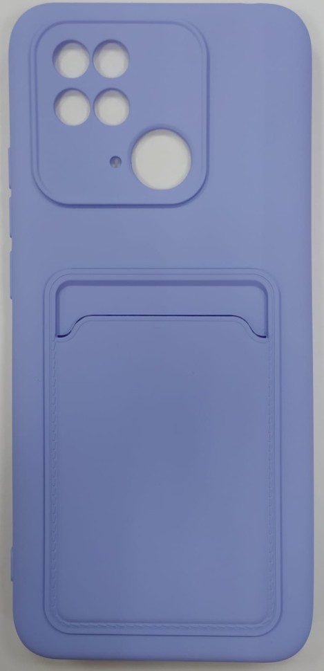 Накладка для Xiaomi Redmi 10C силиконовая с карманом для карт голубая