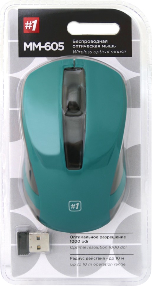 Мышь беспроводная Defender MM-605 USB/DPI 1200/3 кнопки/2AAA зеленая