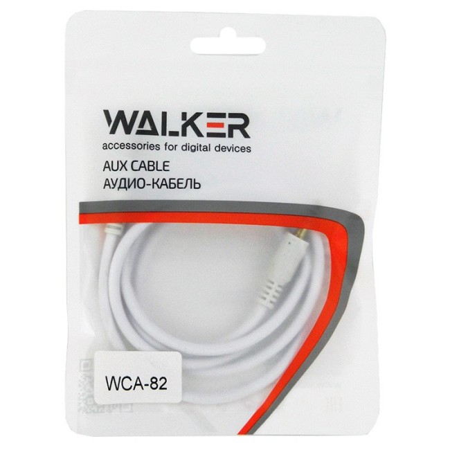 Аудиокабель AUX 3,5mm Walker WCA082 круглый рифленый белый