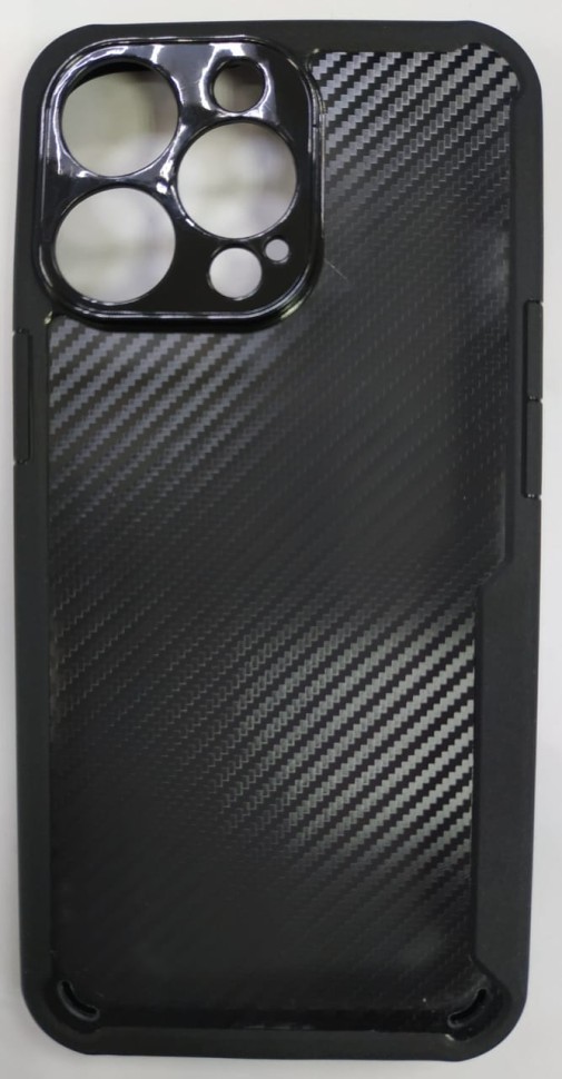 Накладка для i-Phone 13 Pro Max 6.7" пластик под карбон чёрный