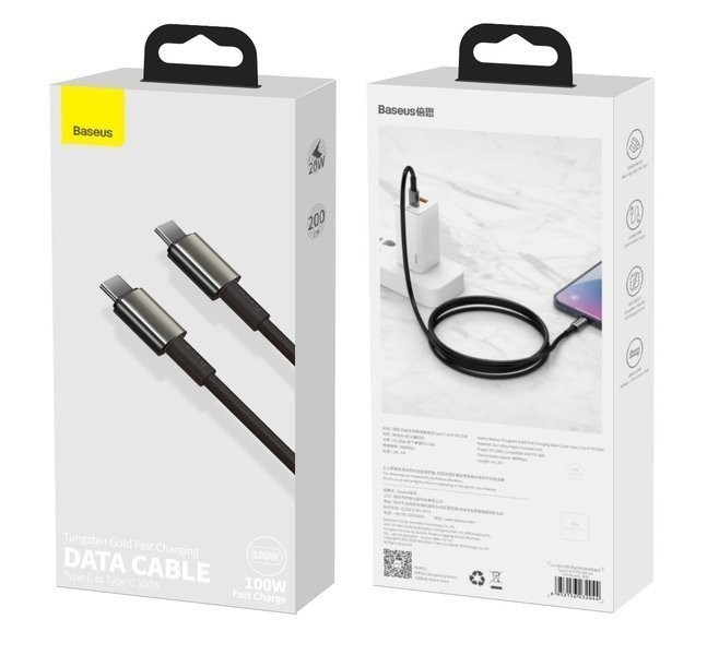 Кабель-зарядка Type-C на Type-C Baseus Tungsten Gold 100W 1м (CATWJ-01) черный