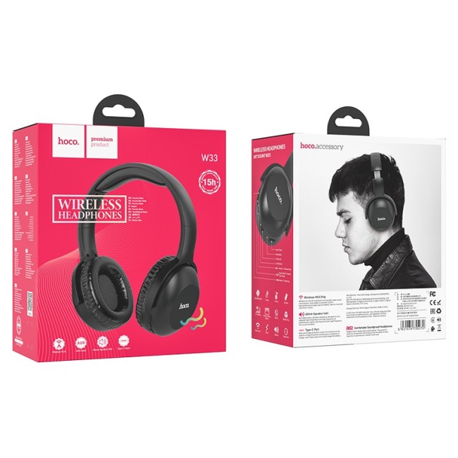 Стереонаушники Bluetooth полноразмерные Hoco W33 Art Sount BT5.0/250mAh/15ч черные