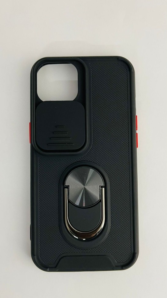 Накладка для i-Phone 13 6.1" силикон с кольцом и шторкой для камеры