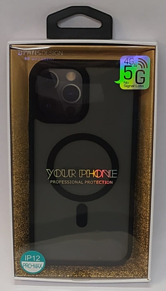 Накладка для i-Phone 12 Pro Max DFANS Magsafe силикон матовый черная рамка