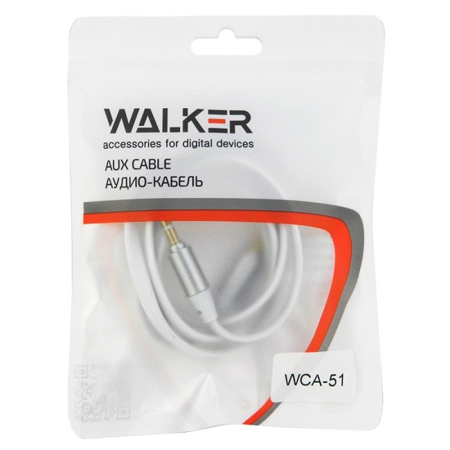 Аудиокабель AUX 3,5mm Walker WCA051 круглый белый