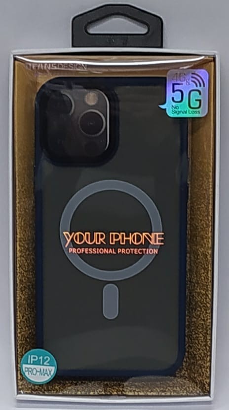 Накладка для i-Phone 12 Pro Max DFANS Magsafe силикон матовый синяя рамка