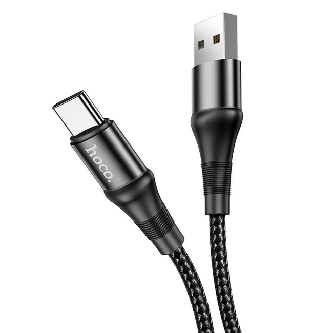 Usb Кабель-зарядка Type-C Hoco Excellent 3A 1м в тканевой оплётке чёрный