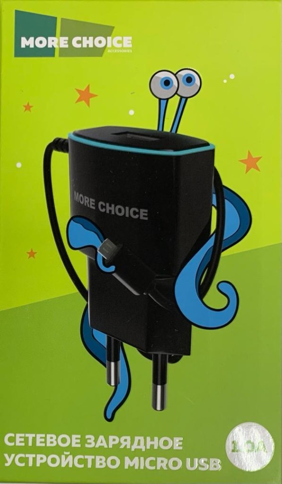 Сетевое зар. устр. More choice MicroUSB 1A черное