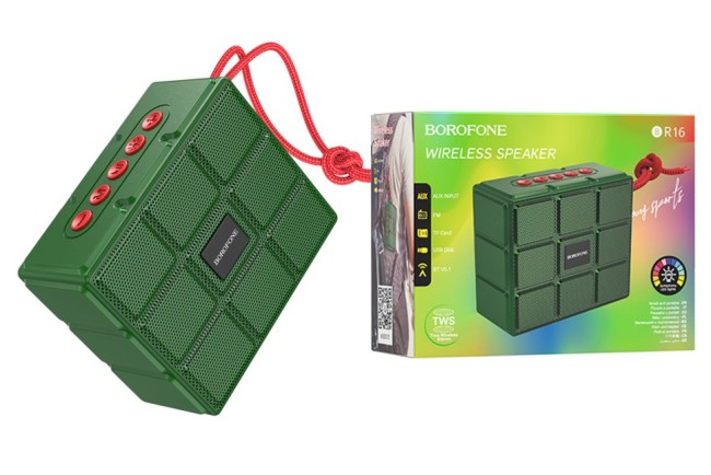 Bluetooth колонка Borofone BR16 BT5.1/1200mAh/4ч/5Вт/TF/AUX/FM зеленая