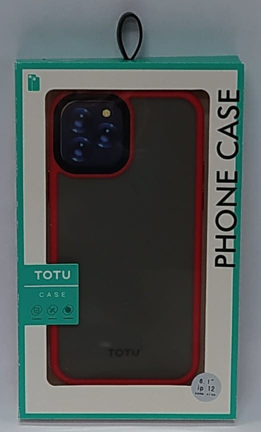Накладка для i-Phone 12/12 Pro 6.1" TOTU Gingle под кожу серая-красная