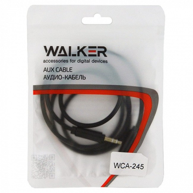 Аудиокабель AUX 3,5mm Walker WCA245 круглый черный