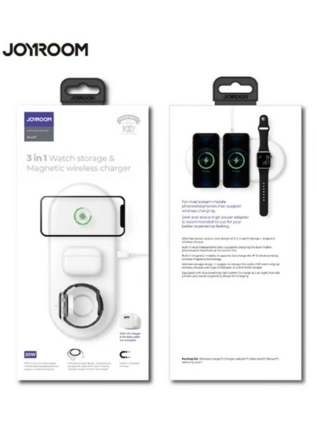 Беспроводное зарядное устройство 3in1 смартфон/Watch/AirPods Joyroom JR-A27 20W белое