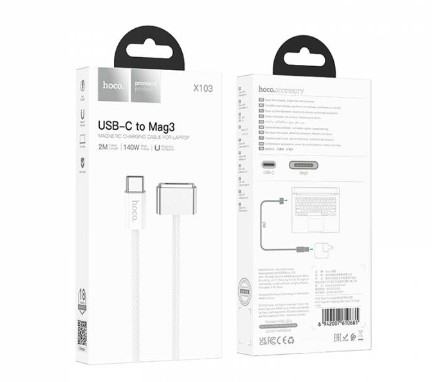 Usb Кабель-зарядка для Macbook Hoco X103 5A 140Вт 2м белый