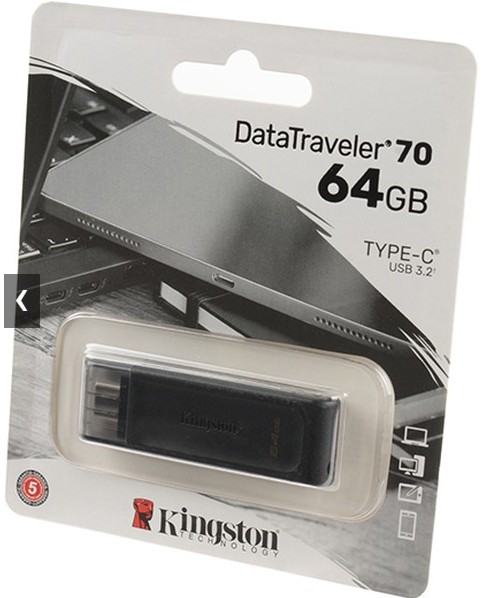 3.2 USB флеш накопитель Kingston Gen1 64GB DataTraveler 70 Type-C (DT70/64GB)