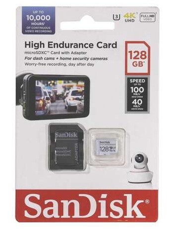 micro SDHC карта памяти SanDisk 128GB Class10 U3 V30 High Endurance (SDSQQNR-128G-GN6IA)