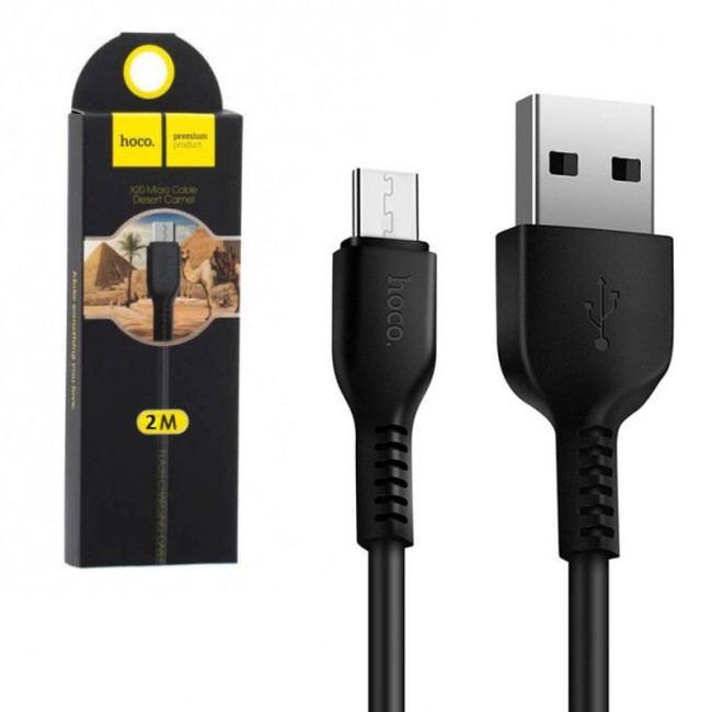 Usb Кабель-зарядка Micro Hoco X20 Flash 2м силиконовый чёрный