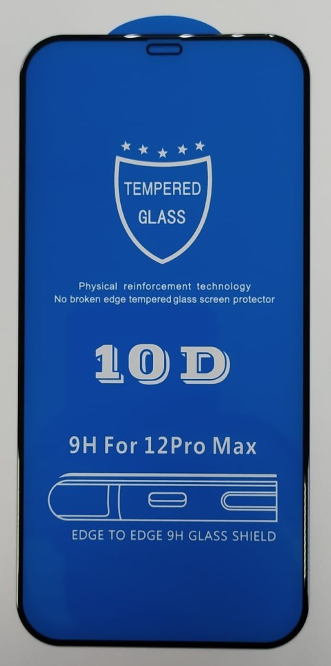 Защитное стекло для i-Phone 12 Pro Max 6.7" 10D чёрное