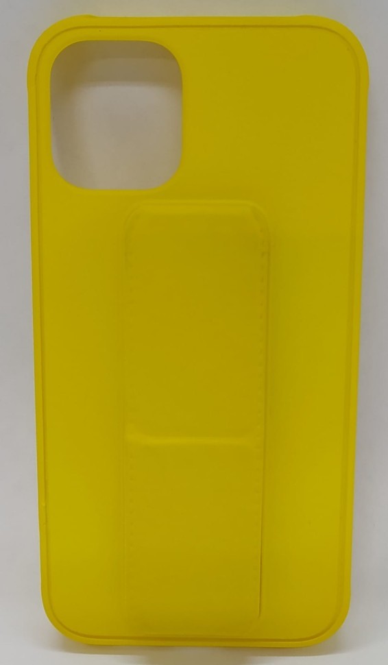 Накладка для i-Phone 12 mini 5.4" кожаная с держателем для руки желтая