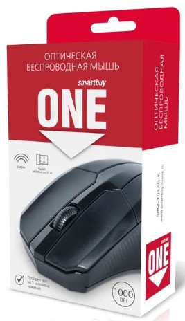 Мышь беспроводная Smartbuy 300 USB/DPI 1000/3 кнопки/2AAA (SBM-303AG-K) черная