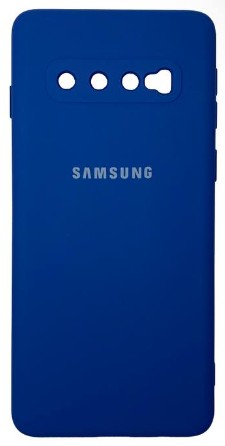 Накладка для Samsung Galaxy S10 Silicone cover без логотипа синяя