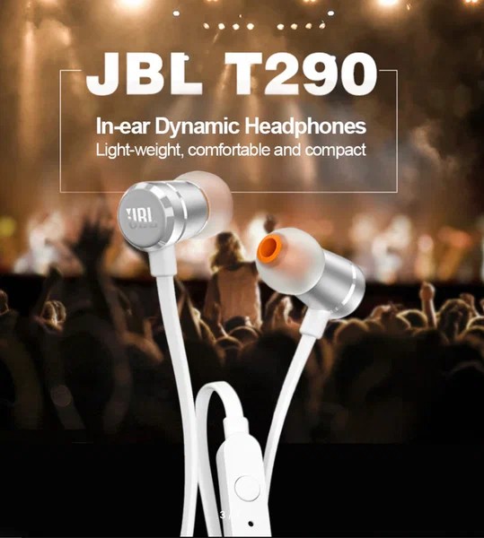 Наушники с микрофоном JBL T290 серебристые