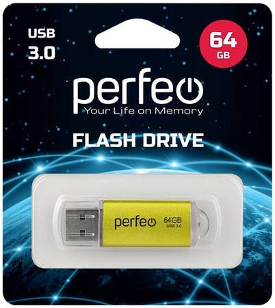 USB флеш накопитель Perfeo 64GB C14 золотистый