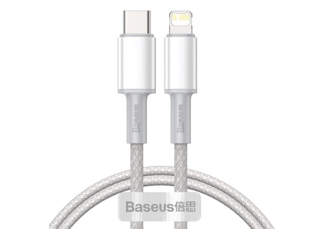 Кабель-зарядка Type-C на Lightning Baseus High Density Braided 20W 1м (CATLGD-02) белый