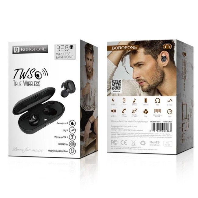 Беспроводные наушники TWS Borofone BE8 Airgo TWS чёрный