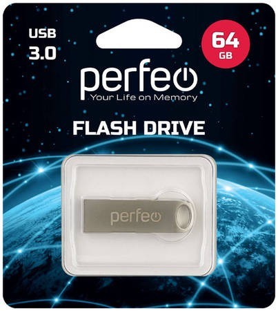 3.0 USB флеш накопитель Perfeo 64GB M08 металлическая